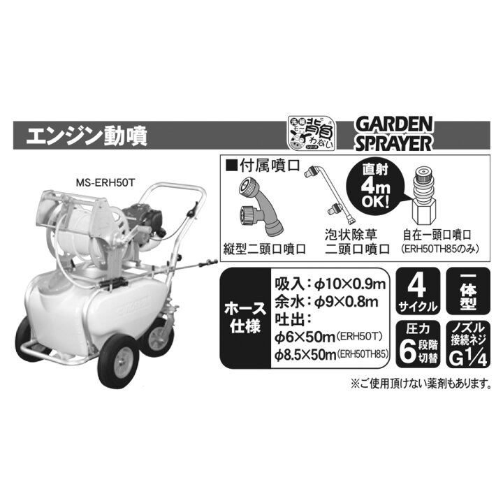 楽天市場】工進 ガーデンスプレーヤー エンジン動噴 MS-ERH50TH85 