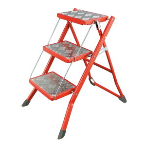 /20周年/マラソン/ポイント10倍/DULTON(ダルトン)3段踏み台 FOLDING 3-STEPS LADDER100-252 色:レッド