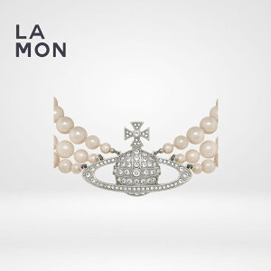 BBA EGXgEbh lbNX Vivienne Westwood Three Row Pearl Bas Relief Choker ^ XtXL[ OX p[ lbNX SILVER Vo[n