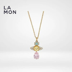 BBA EGXgEbh lbNX Vivienne Westwood ISMENE DROP PENDANT ^ NX^ lbNX GOLD/PINK S[h/sNn