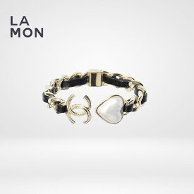 【新品】シャネル ブレスレット CHANEL BRACELET AB7572 ココマーク メタル レジン レザー ハート ブレスレット GOLD/BLACK ゴールド/ブラック系