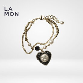 【新品】シャネル ブレスレット CHANEL BRACELET AB9390 ココマーク メタル ストラス コスチューム パール ハート ブレスレット GOLD/BLACK ゴールド/ブラック系