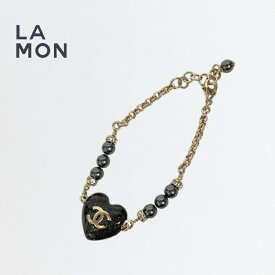 【新品】シャネル ブレスレット CHANEL BRACELET ABA398ココマーク メタル ストラス コスチューム パール ハート ブレスレット GOLD/BLACK ゴールド/ブラック系