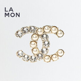 【新品】シャネル ブローチ CHANEL BROOCH AB4734 ココマーク メタル ストラス コスチューム パール ブローチ GOLD ゴールド系