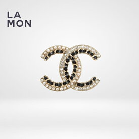 【新品】シャネル ブローチ CHANEL BROOCH AB5199 ココマーク メタル ストラス コスチューム パール レザー ブローチ GOLD/BLACK ゴールド/ブラック系