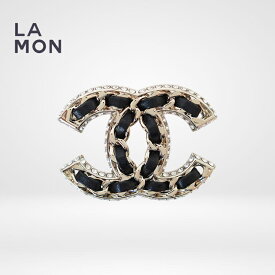 【新品】シャネル ブローチ CHANEL BROOCH AB5107 ココマーク メタル ストラス レザー ブローチ GOLD/BLACK ゴールド/ブラック系