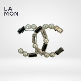 【新品】シャネル ブローチ CHANEL BROOCH ABC294 ココマーク メタル ストラス コスチューム パール ブローチ BLACK/SILVER ブラック/シルバー系