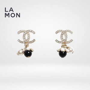 yVizVl sAX CO CHANEL EARRINGS AB5708 RR}[N ^ XgX RX`[ p[ sAX CO GOLD/BLACK S[h/ubNn