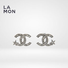 【新品】シャネル ピアス CHANEL EARRINGS AB6202 ココマーク メタル ストラス スター ピアス Ruthenium/ルテニウム系