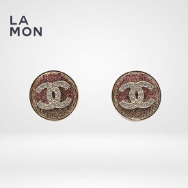 【新品】シャネル ピアス CHANEL EARRINGS ABA407 ココマーク メタル ストラス 丸形 ピアス GOLD/PINK ゴールド/ピンク系