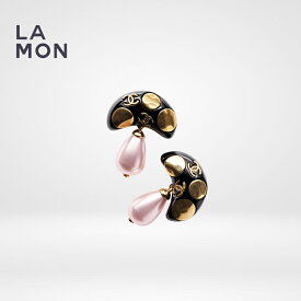 【新品】シャネル ピアス CHANEL EARRINGS AB9743 ココマーク メタル レジン コスチューム パール キノコ ピアス BLACK/LIGHT PINK ブラック/ライト ピンク系