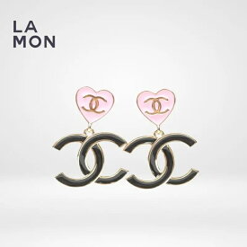 【新品】シャネル ピアス CHANEL EARRINGS ABE035 ココマーク メタル ハート ピアス PINK/BLACK ピンク/ブラック系