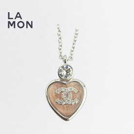 【新品】シャネル ネックレス CHANEL NECKLACE ABF505 ココマーク メタル ストラス ハート ネックレス SILVER/PINK シルバー/ピンク系