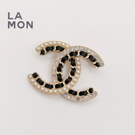 【中古品|USED】シャネル ブローチ USED CHANEL BROOCH ココマーク メタル ストラス レザー コスチューム パール ブローチ GOLD/BLACK ゴールド/ブラック系 GRADE A