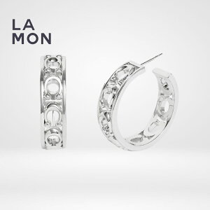 R[` sAX COACH CG140 Signature Metal Hoop Earrings t[v sAX SILVER Vo[n