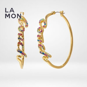 R[` sAX COACH C9462 Signature Script Hoop Earrings sAX Gold Multi }`J[