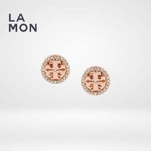 �g���[�o�[�` �s�A�X TORY BURCH 53422 696 CRYSTAL LOGO CIRCLE STUD Earrings ���S �s�A�X Rose Gold ���[�Y�S�[���h�n