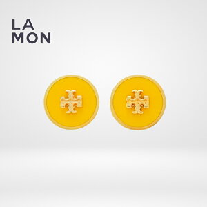 �g���[�o�[�` �s�A�X TORY BURCH 64885 707 KIRA ENAMELED CIRCLE STUD EARRING �L�� �G�i���� ���S �s�A�X Lemon Drop �C�G���[�n