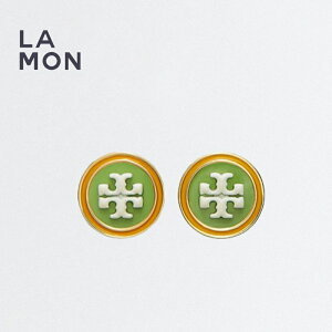 �g���[�o�[�` �s�A�X TORY BURCH 147462 300 KIRA ENAMEL CIRCLE-STUD EARRING ���S �s�A�X Tory Gold/GREEN/YELLOW �}���`�J���[
