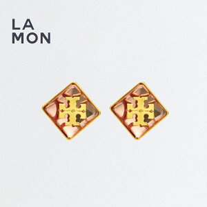 �g���[�o�[�` �s�A�X TORY BURCH 147479 650 RESIN LOGO STUD EARRING ���W�� ���S �s�A�X Rolled Gold/Pink �S�[���h/�s���N�n