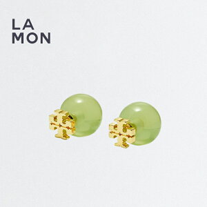 �g���[�o�[�` �s�A�X TORY BURCH 148988 700 RESIN LOGO DOUBLE-STUD EARRING ���W�� ���S �s�A�X Tory Gold/Green �S�[���h/�O���[���n