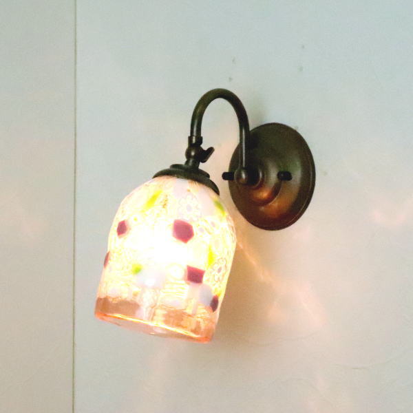 ベネチアングラスランプ LED対応 照明 ブラケットランプ ブラケットライト ウォールランプ 売れ筋がひ贈り物！ 奉呈 ウォールライト 真鍮 fc-w004-dm27s 壁掛け照明 壁付けライト イタリア製