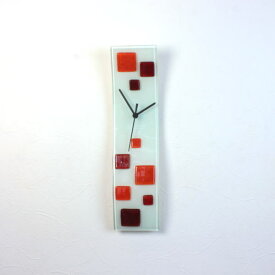 掛け時計　掛時計　cnohz10x41red-orange　 グラスデザイン掛け時計　ハンガリー製　ガラス　お祝い