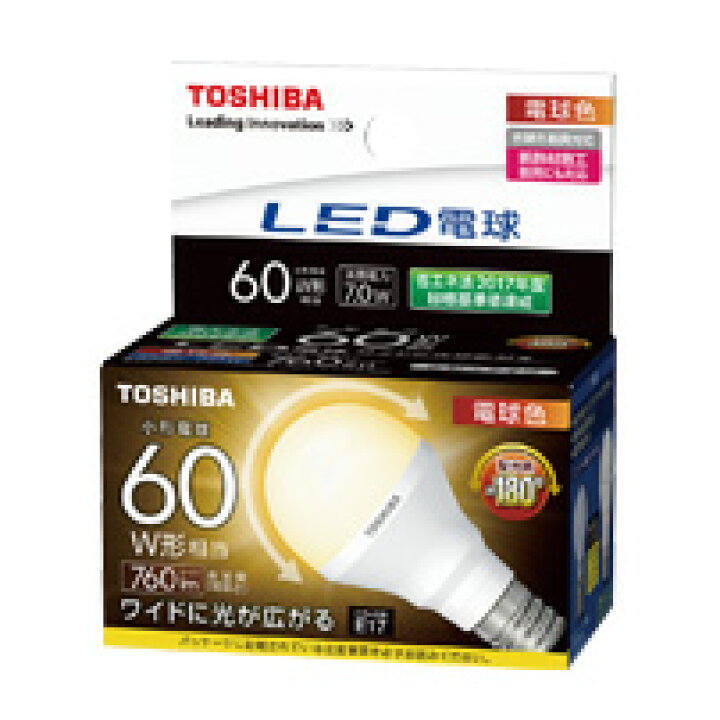 楽天市場】東芝 LDA7L-G-E17/S/60W 単品 口金E17 電球色 小形電球60W形 