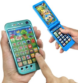 【おしゃべり!スマホ＆カメラ携帯セット ブルー】おもちゃ スマホ カメラ携帯 パネルを押すと光る しゃべる 音が鳴る