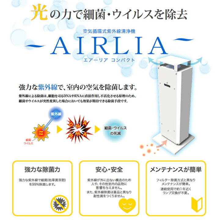 楽天市場】エアーリア コンパクト 空気循環式 紫外線清浄機 