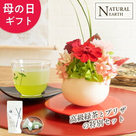 母の日 ★ ギフト お皿つき陶器の 和風 プリザ プリザーブドフラワー お茶 セット 高級 緑茶フラワー 早割 送料無料 孫 花 プレゼント 人気 祖父 祖母 2023 おばあちゃん おじいちゃん お花 アレンジメント フラワーアレンジメント アレンジ ランキング