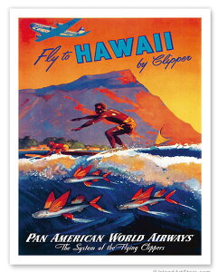 �n���C�A�� �|�X�^�[�@�y �r���e�[�W�z�@�yFly To Hawaii�z�@�y�p���A�����J���z�@�y��23×30cm�z�n���C�A���G�݁@�n���C�A�� �G�� �C���e���A