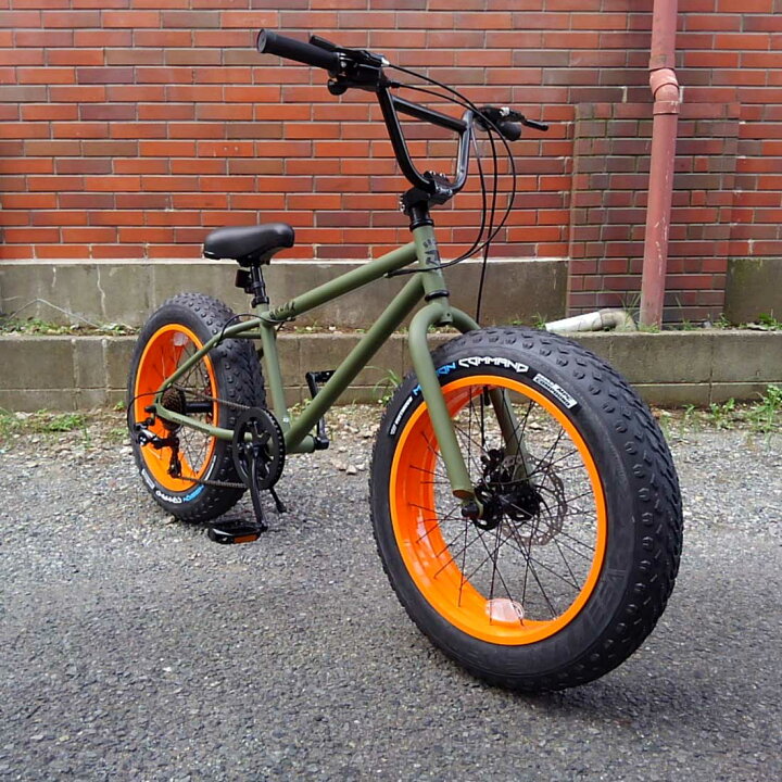 楽天市場 自転車 Bronx bronx Dd アーミーグリーン オレンジリム ブロンクス ファットバイク レインボー ビーチクルーザー インチ 極太タイヤ 7段変速 おしゃれ 通勤 通学 メンズ レディース Lanai Makai