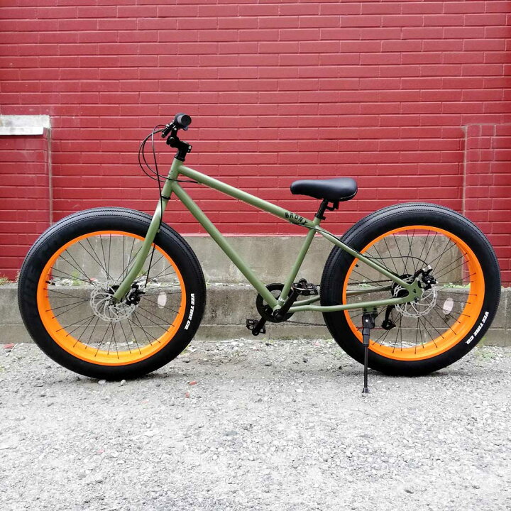 楽天市場】自転車 BRONX 26BRONX-DD アーミーグリーン×オレンジリム 