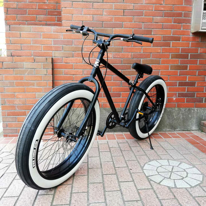 楽天市場 自転車 Bronx 26bronx Dd マットブラック ブラックリム ホワイトウォールタイヤ ブロンクス ファットバイク レインボー ビーチクルーザー 26インチ 極太タイヤ おしゃれ 通勤 通学 メンズ レディース マウンテンバイク 7段変速 Lanai Makai