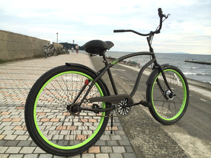 楽天市場】自転車 RAINBOW TYPE-X 26 CRUISER MatteBlack×GreenRim  