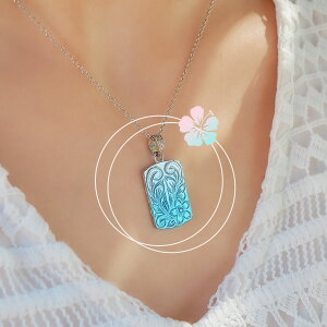 lana jewelry プレート リバーシブル プルメリア グラデーション ペンダント ネックレス ハワイアンジュエリー サージカルステンレス316L製 金属アレルギー対応 レディース メンズ 送料無料