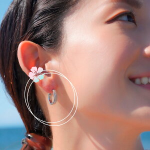 lana jewelry ピアス フープ 片耳 波 スクロール 中折れ ハワイアンジュエリー サージカルステンレス316L製 金属アレルギー対応 レディース メンズ 送料無料