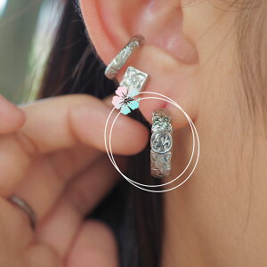 lana jewelry ピアス フープ コイン プルメリア 花 スクロール 片耳 ハワイアンジュエリー サージカルステンレス316L製 金属アレルギー対応 レディース メンズ 送料無料