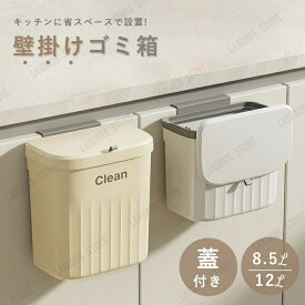 ゴミ箱 おしゃれ ふた付き 8.5L 12L スリム 蓋付き キッチン 壁かけ 蓋つき 臭わない 大容量 コンパクト 小さい 蓋つきゴミ箱 壁掛けゴミ箱 卓上 北欧 ホワイト グレー 生ごみ スライド式 密閉 シンク扉 キッチン 洗面所 台所 トイレ