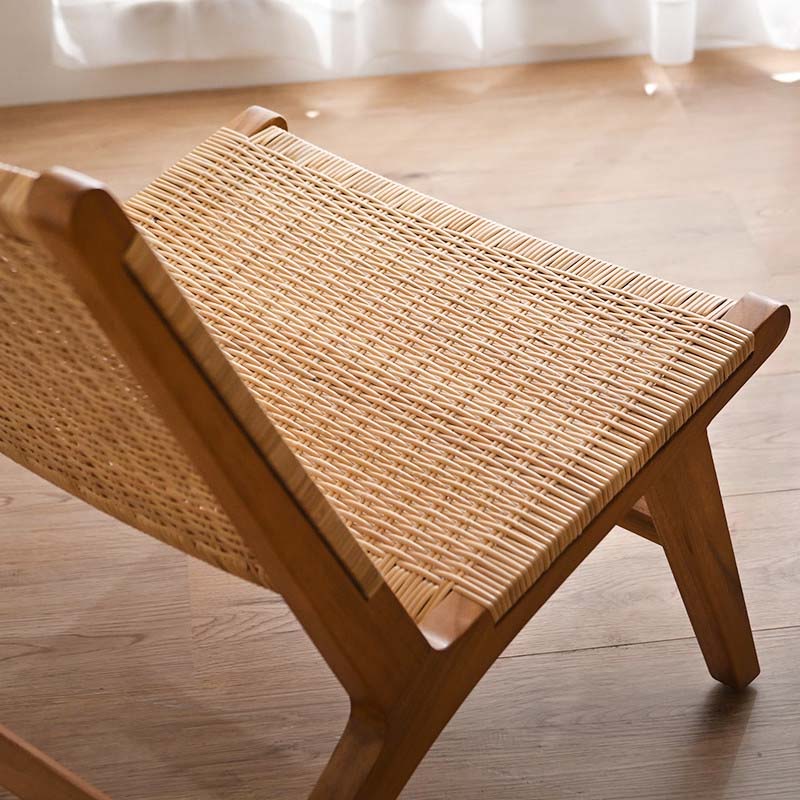 楽天市場】チーク無垢材 ラタン ローチェア 木製 椅子 リラックス