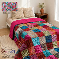 マルチカバー パッチワーク マット 155×230cm ベッドカバー ブランケット ベルベット on&on エレガント …