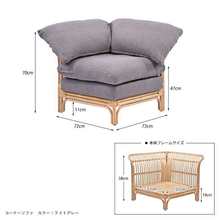 楽天市場】ソファ5点セット ラタン ソファー カウチ クッション グレー 