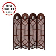 【展示品アウトレット】43999→32999円!! アジアン家具 パーテーション 4連 間仕切り 衝立 スクリーン 折…