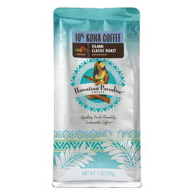 ハワイアンパラダイスコーヒー 10％コナ アイランドクラシックロースト 198gHawaiian Paradise Coffee ノンフレーバー 珈琲 コーヒー 粉コーヒー