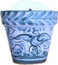 【植木鉢】 スペインのカラフルな 壁掛け鉢（グリーン） 5号 陶器製 植木鉢 1鉢 【鉢底ネット・鉢底石・受皿：皿色ランダム】 スペイン製 13799