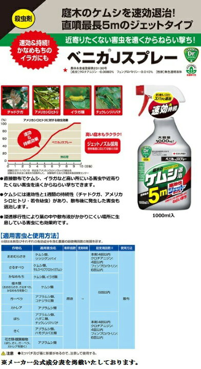 楽天市場 カイガラムシの殺虫剤 ベニカｊスプレー 1000ml 大容量 5ｍ噴射 イラガ チャドクガ ツノロウムシ カイガラムシ ハダニ アブラムシ 最安値 退治 敬老の日 ポイント消化 観葉植物 ランドプランツ