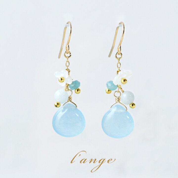 楽天市場】春 ピアス 天然石 ジェード アクアマリン フラワー K14gf  