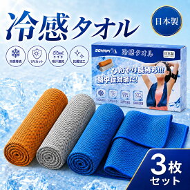 【2点で15%OFF！1点でも10%OFF】 冷感タオル 3色セット【日本製】 クールタオル 冷却タオル 大判100CM*30CM 100%冷感繊維使用 熱中症対策 グッズ ひんやりタオル 冷感持続 UVカット 吸汗速乾 携帯便利 暑さ対策グッズ ひんやり タオル クール 冷却 100%冷感繊維