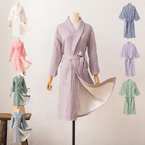 2重ガーゼ バスローブ 綿100% 夏用 ロング丈 メンズ レディース ルームウェア ワンピース オールシーズン 男女兼用 おしゃれ 通気 コットン ホテル ローブ